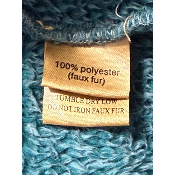 True Grit Turquoise Faux Fur Quarter Zip Pullover, Size L - Picture 5 of 6